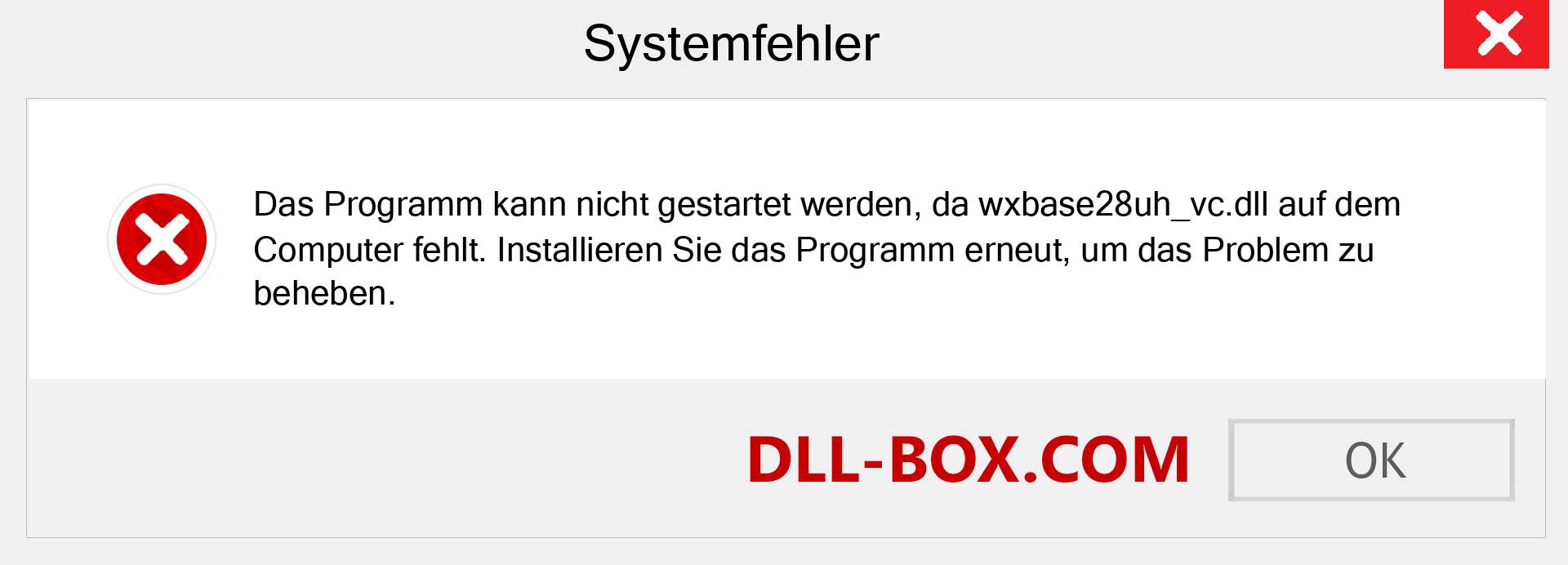 wxbase28uh_vc.dll-Datei fehlt?. Download für Windows 7, 8, 10 - Fix wxbase28uh_vc dll Missing Error unter Windows, Fotos, Bildern